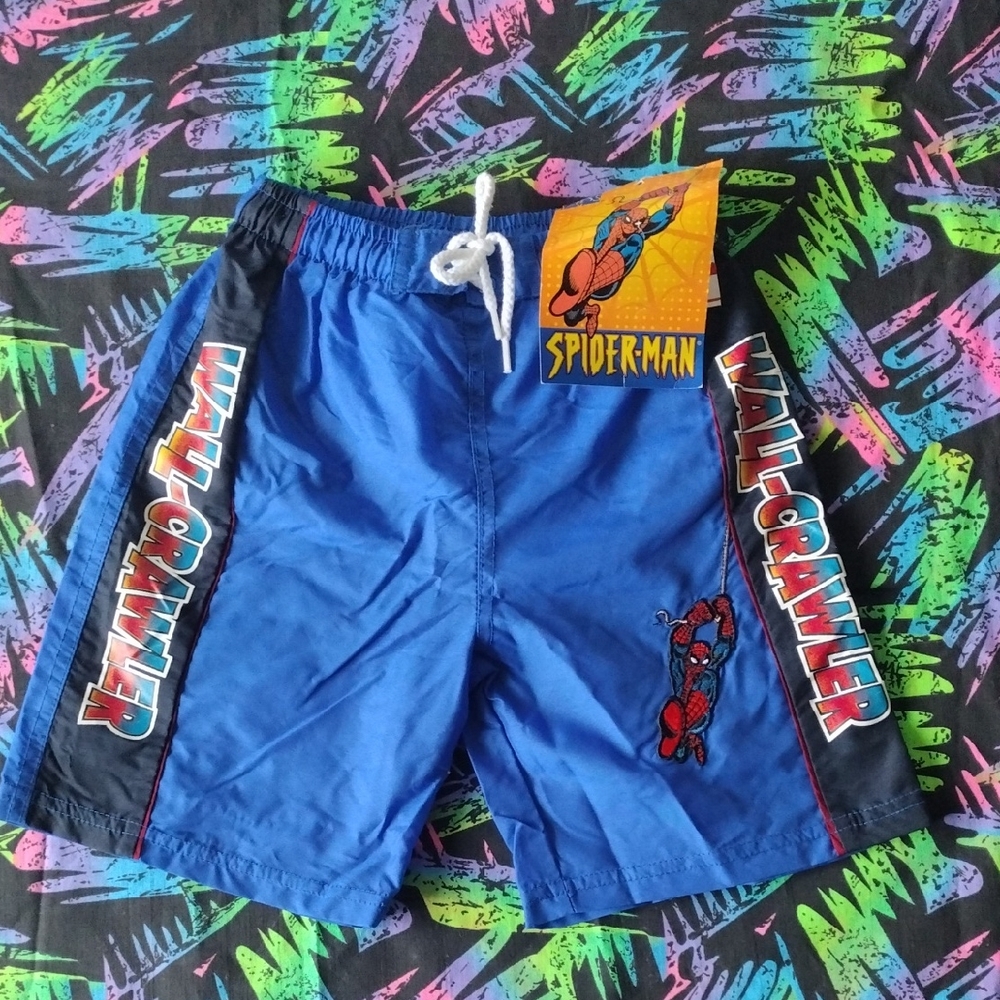 NWT 2001 Marvel Spiderman Wall Crawler Swim Trunks